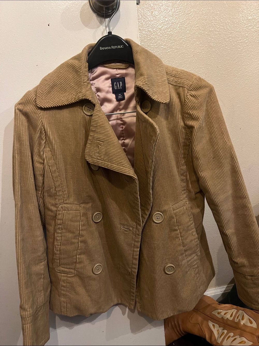 GAP Women's Camel Tan Corduroy Peacoat